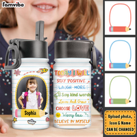 Personalized Gift For Granddaughter Back To School Affirmation Kids Water Bottle With Straw Lid 27790 thumb 1