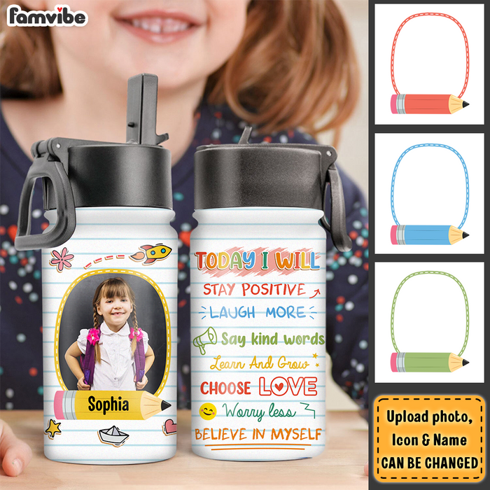 Personalised Name Back to School Water Bottle 