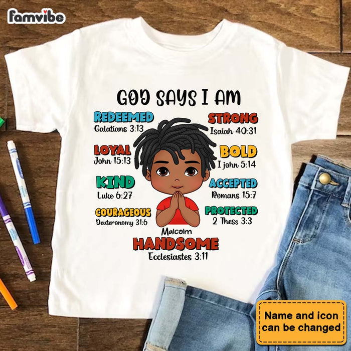 Personalized Gift For Grandson God Says Bible Verses Kid T Shirt 27796 1