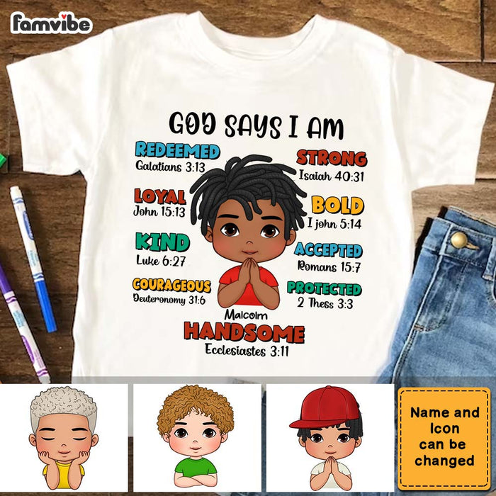 Personalized Gift For Grandson God Says Bible Verses Kid T Shirt 27796 1