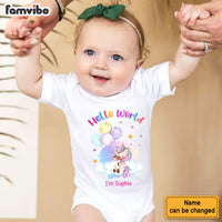 Personalized Newborn Baby Gift Unicorn Hello World Baby Onesie 27803 thumb 1