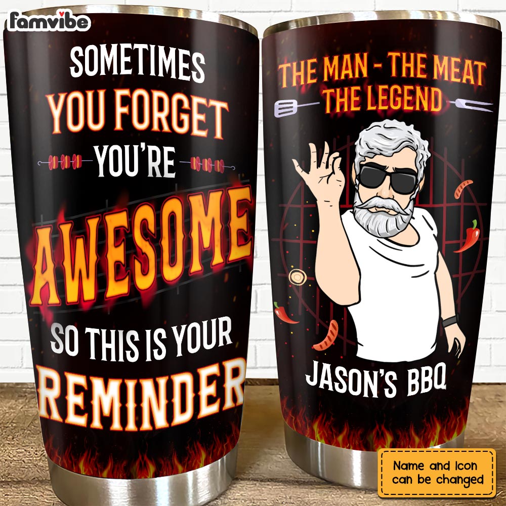 Personalized Gift For Grill Grandpa Awesome Reminder Steel Tumbler 27804 Primary Mockup