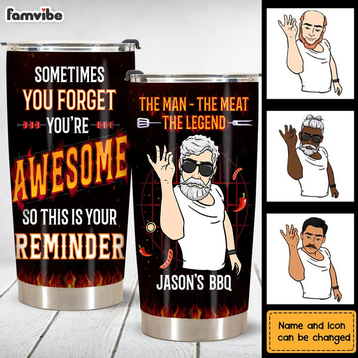 Personalized Gift For Grill Grandpa Awesome Reminder Steel Tumbler 27804 1