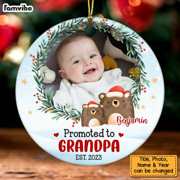 Personalized Promoted To Grandpa Upload Photo Circle Ornament 27815 1