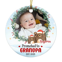 Personalized Promoted To Grandpa Upload Photo Circle Ornament 27815 thumb 1