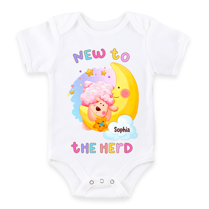 Personalized Newborn Gifts Sheep New To The Herd Baby Onesie 27818 1