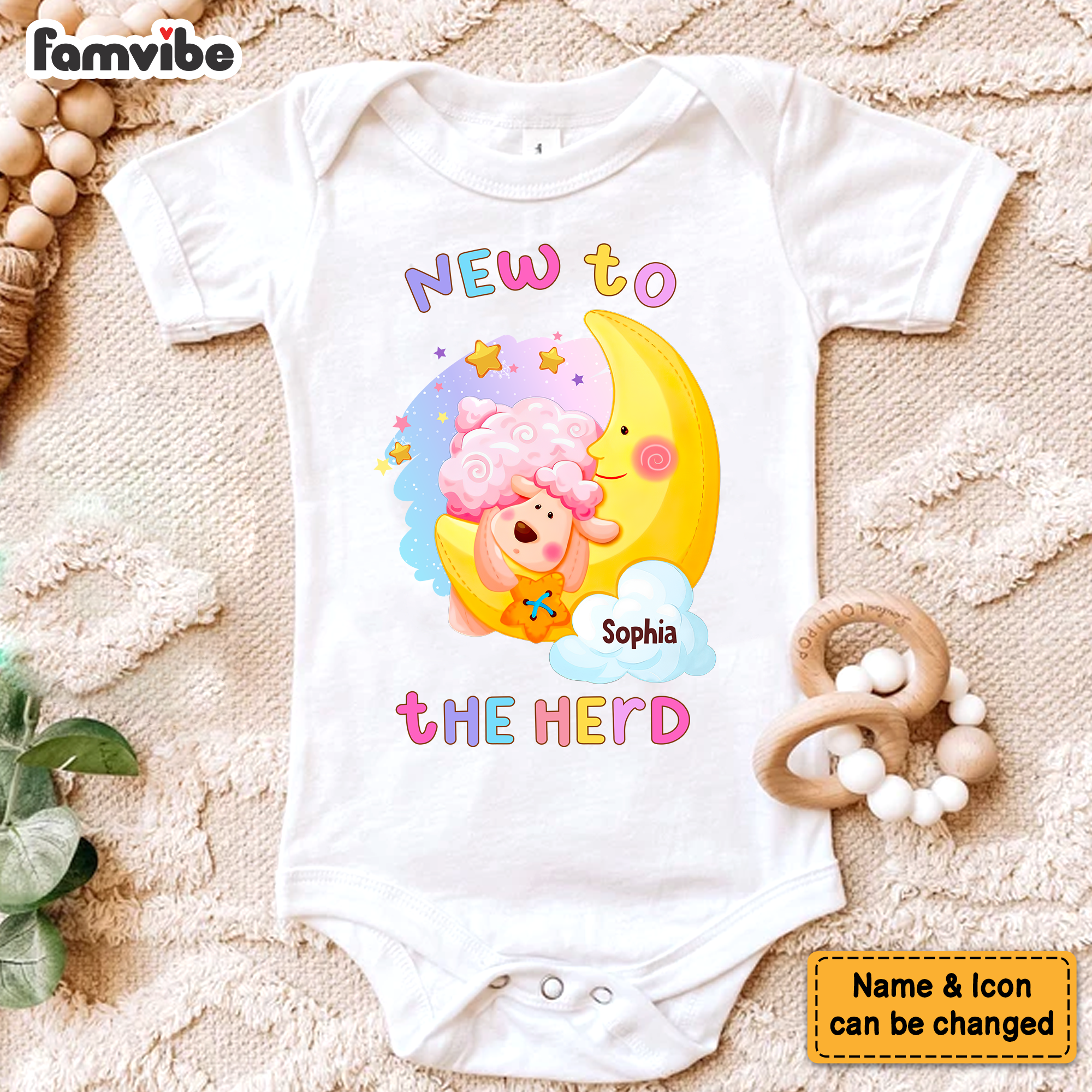 Personalized Newborn Gifts Sheep New To The Herd Baby Onesie 27818 Primary Mockup