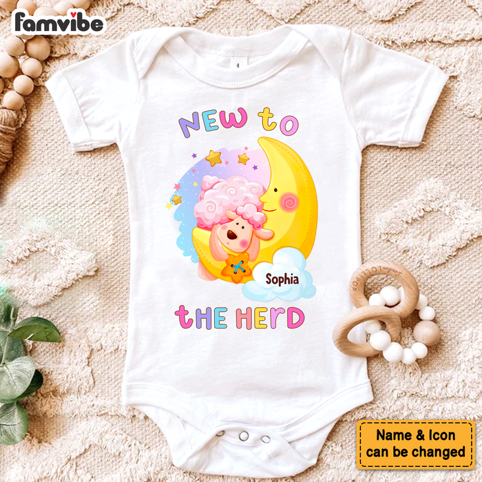Personalized Newborn Gifts Sheep New To The Herd Baby Onesie 27818 1
