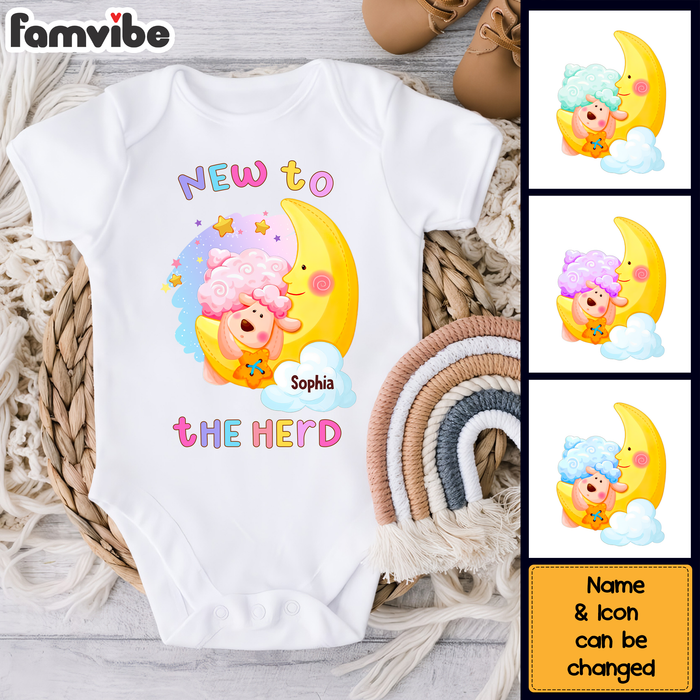 Personalized Newborn Gifts Sheep New To The Herd Baby Onesie 27818 1