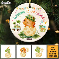 Personalized Newborn Baby Gifts Dinosaur Welcome To The World Circle Ornament 27820 thumb 1