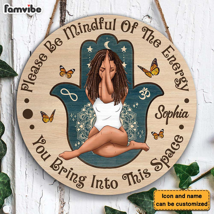 Personalized Daughter Be Mindful Of The Energy Round Wood Sign 27821 1