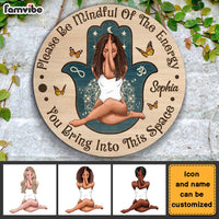 Personalized Daughter Be Mindful Of The Energy Round Wood Sign 27821 thumb 1