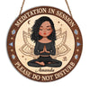 Personalized Yoga Daughter Meditation In Session Round Wood Sign 27822 1