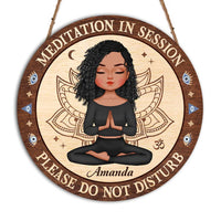 Personalized Yoga Daughter Meditation In Session Round Wood Sign 27822 thumb 1