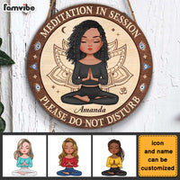 Personalized Yoga Daughter Meditation In Session Round Wood Sign 27822 thumb 1