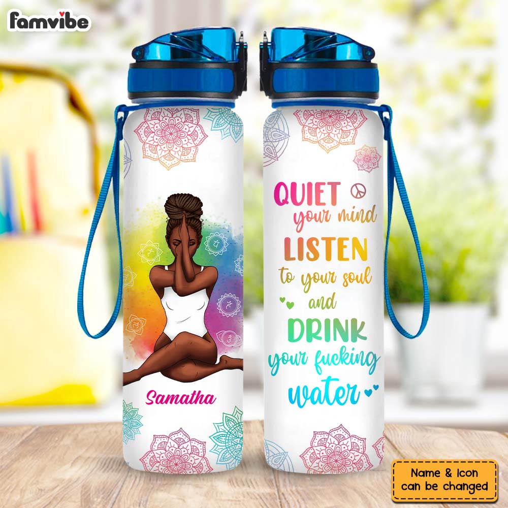 Personalized Daughter Yoga Quiet Your Mind Listen To Your Soul Tracker Bottle 27824 Primary Mockup