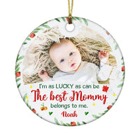 Personalized Newborn Baby Gift I'm As Lucky As Can Be Circle Ornament 27825 thumb 1
