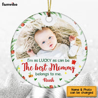 Personalized Newborn Baby Gift I'm As Lucky As Can Be Circle Ornament 27825 thumb 1