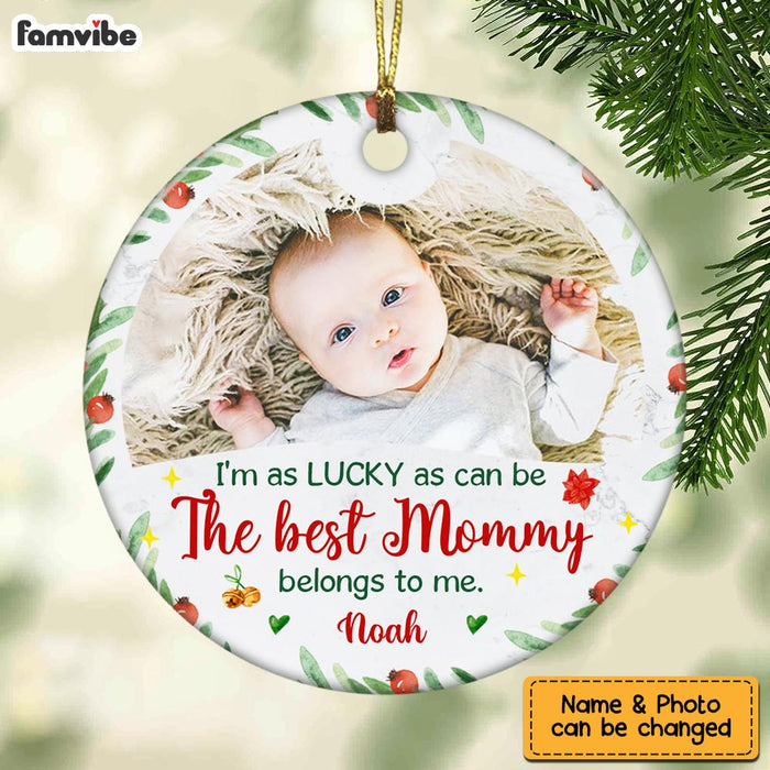 Personalized Newborn Baby Gift I'm As Lucky As Can Be Circle Ornament 27825 1