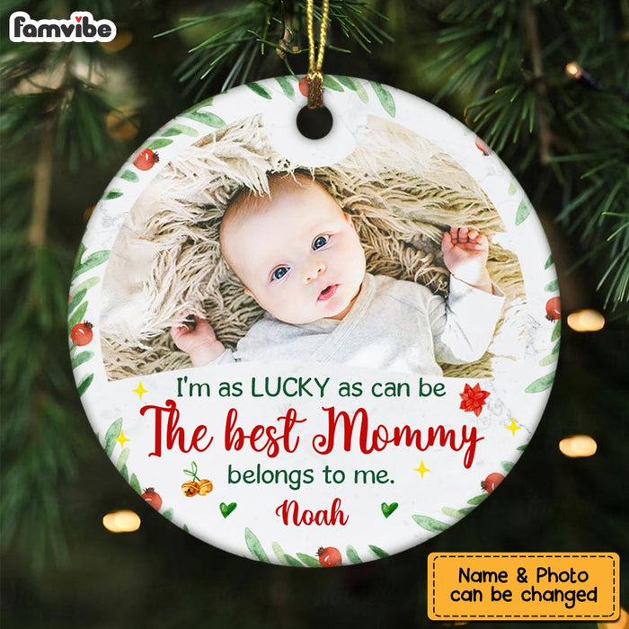 Personalized Newborn Baby Gift I'm As Lucky As Can Be Circle Ornament 27825 1