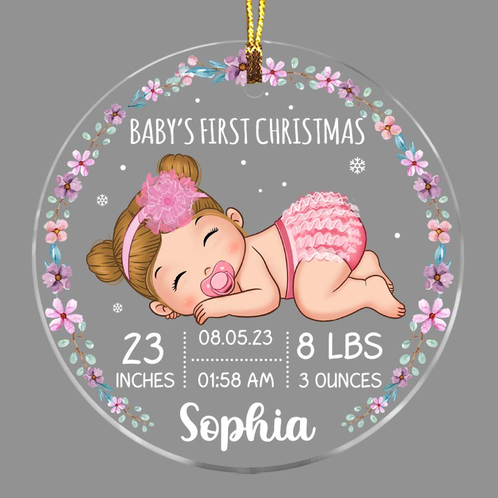 Personalized Gift For Baby First Christmas Circle Ornament 27826 Primary Mockup