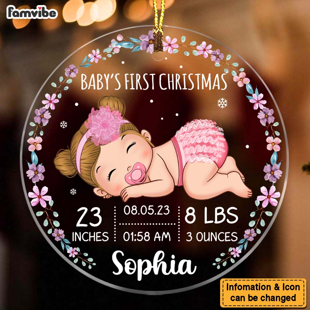 Personalized Gift For Baby First Christmas Circle Ornament 27826 Primary Mockup
