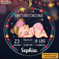Personalized Gift For Baby First Christmas Circle Ornament 27826 thumb 1