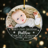 Personalized Gift For Baby First Christmas Photo Circle Ornament 27827 thumb 1