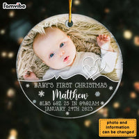 Personalized Gift For Baby First Christmas Photo Circle Ornament 27827 thumb 1
