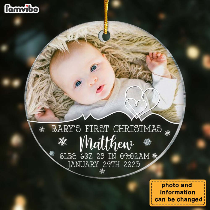 Personalized Gift For Baby First Christmas Photo Circle Ornament 27827 1