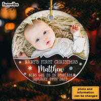 Personalized Gift For Baby First Christmas Photo Circle Ornament 27827 thumb 1