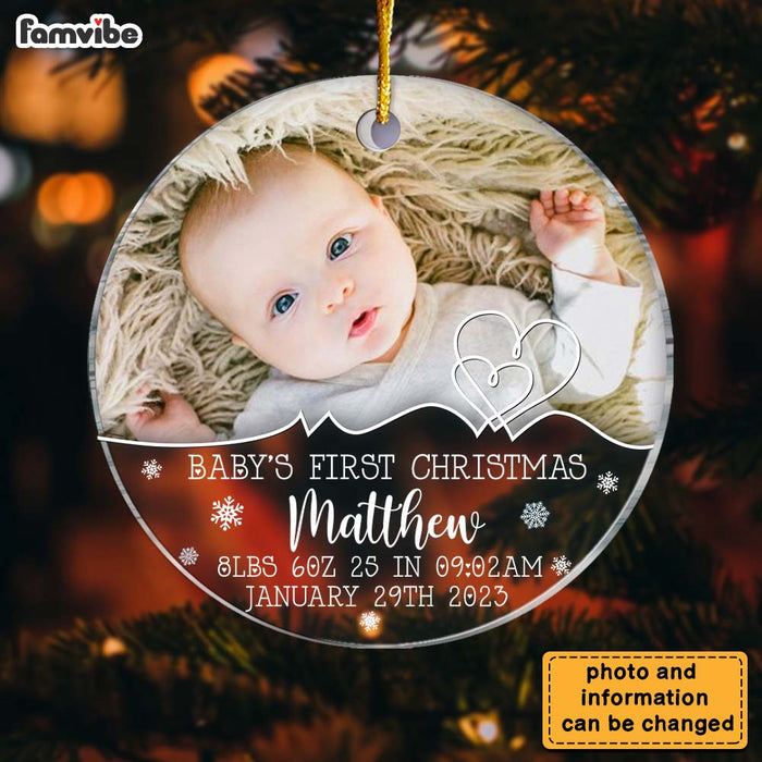 Personalized Gift For Baby First Christmas Photo Circle Ornament 27827 1