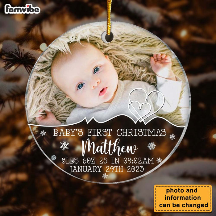 Personalized Gift For Baby First Christmas Photo Circle Ornament 27827 1