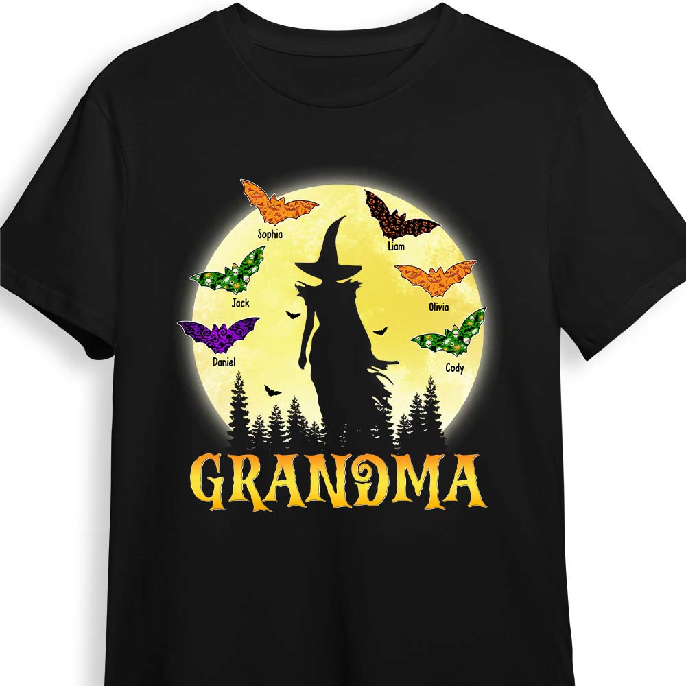 Personalized Halloween Gift For Grandma Spooky Witch And Bats Shirt Hoodie Sweatshirt 27835 Primary Mockup
