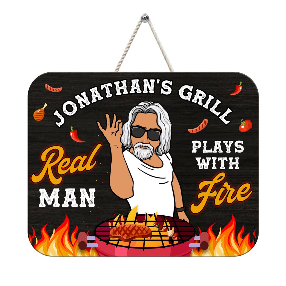 Personalized Gift For Grandpa Play With Fire Wood Sign 27846 Primary Mockup
