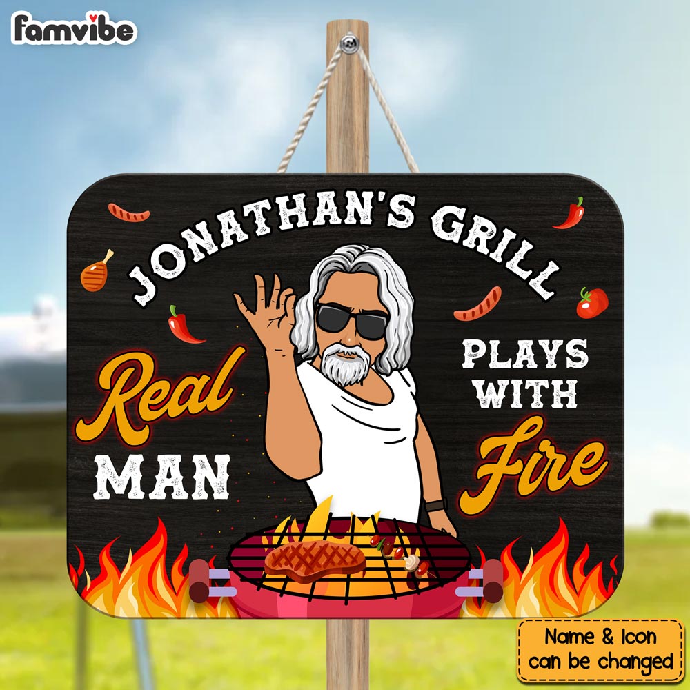 Personalized Gift For Grandpa Play With Fire Wood Sign 27846 Primary Mockup