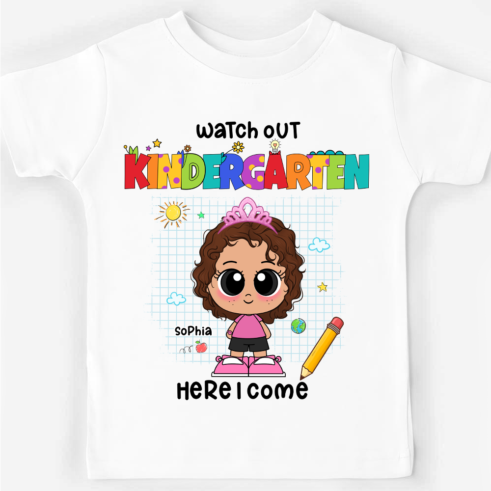 Personalized Gift For Granddaughter Watch Out Kindergarten Kid T Shirt 27850 Mockup Black