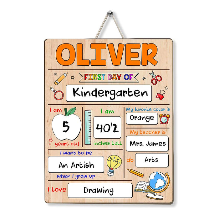 Personalized Gift For Granddaughter First Day Of School Wood Sign 27865 1