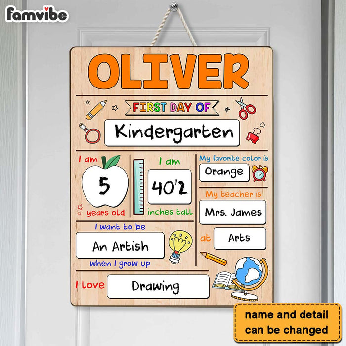 Personalized Gift For Granddaughter First Day Of School Wood Sign 27865 1