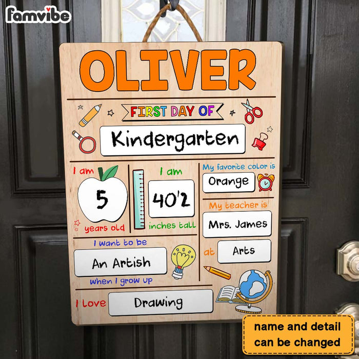 Personalized Gift For Granddaughter First Day Of School Wood Sign 27865 1
