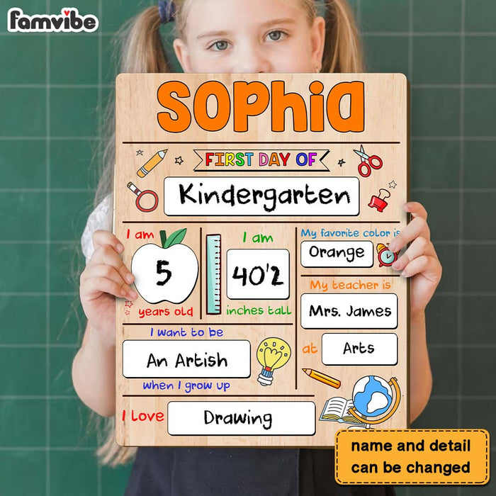 Personalized Gift For Granddaughter First Day Of School Wood Sign 27865 1