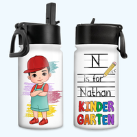 Personalized Gift For Grandson Alphabet Back To School Kids Water Bottle With Straw Lid 27552 27877 thumb 1