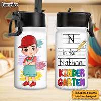 Personalized Gift For Grandson Alphabet Back To School Kids Water Bottle With Straw Lid 27552 27877 thumb 1
