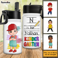 Personalized Gift For Grandson Alphabet Back To School Kids Water Bottle With Straw Lid 27552 27877 thumb 1