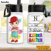 Personalized Gift For Grandson Alphabet Back To School Kids Water Bottle With Straw Lid 27552 27877 thumb 1