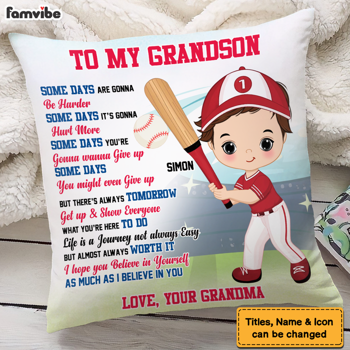Personalized Sports Gift For Grandson Some Days Are Gonna Be Harder Pillow 27879 1