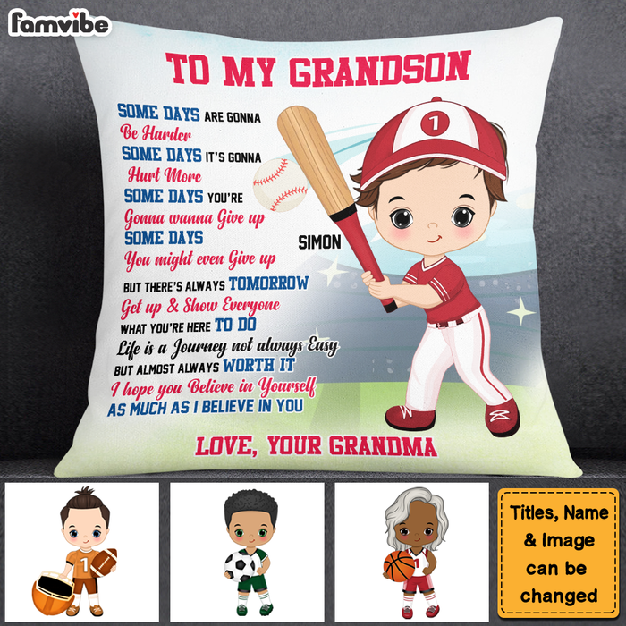Personalized Sports Gift For Grandson Some Days Are Gonna Be Harder Pillow 27879 1