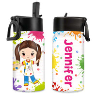 Personalized Custom Hobbies Gift For Granddaughter Kids Water Bottle With Straw Lid 27880 thumb 1