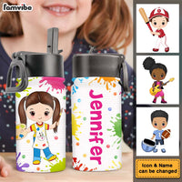 Personalized Custom Hobbies Gift For Granddaughter Kids Water Bottle With Straw Lid 27880 thumb 1
