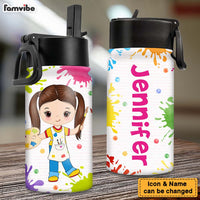 Personalized Custom Hobbies Gift For Granddaughter Kids Water Bottle With Straw Lid 27880 thumb 1